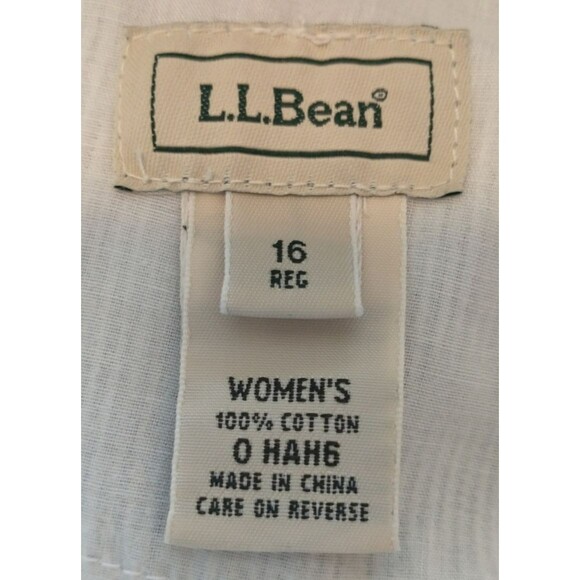 L.L. Bean Pants Women's Blue White Pinstripe Straight Wider Leg High Rise - 16 - Picture 7 of 8